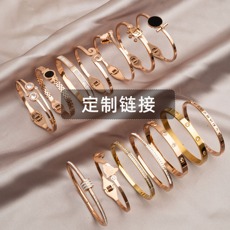 Customized Titanium Steel Rose Gold Bracelet for Women, Accessible Luxury Niche Design, High-End Ins Fashion Popular Bracelet, Hand Jewelry