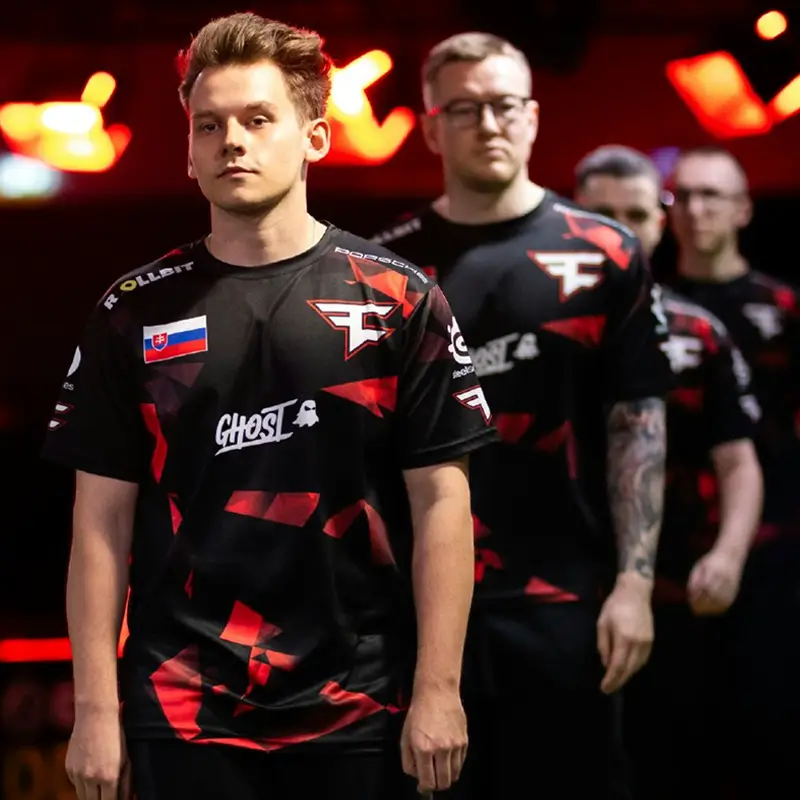 Faze Clan Team Uniform 2025 Csgo Team Frozen Same Style S1Mple Merchandise Major Short-Sleeve T-Shirt for Men