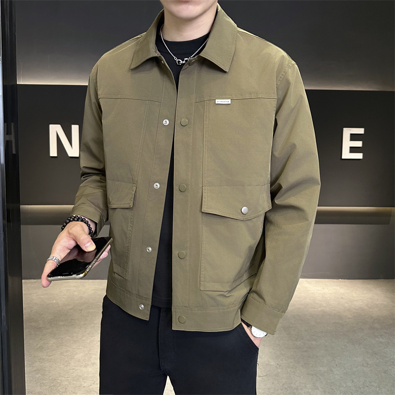 Men's Jacket Coat 2025 Autumn New Style Turn-Down Collar Stylish Workwear Youth Jacket Versatile Fashion Trendy Top