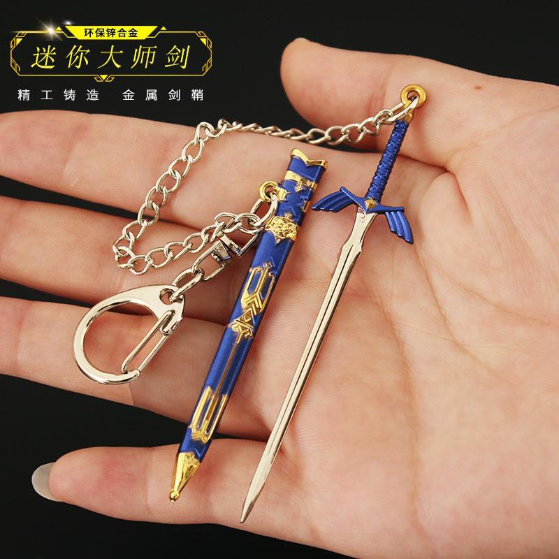 The Legend of Zelda Around Kingdom Tears Mini Link Master Sword with Sheath Metal Weapon Toy Keychain