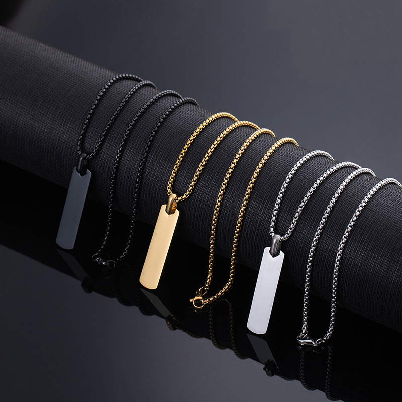 Cross-Border Hot-Selling Stainless Steel Smooth Long Pendant Necklace for Men, Simple and Stylish Sweatshirt Chain, Fashionable and Trendy Accessory