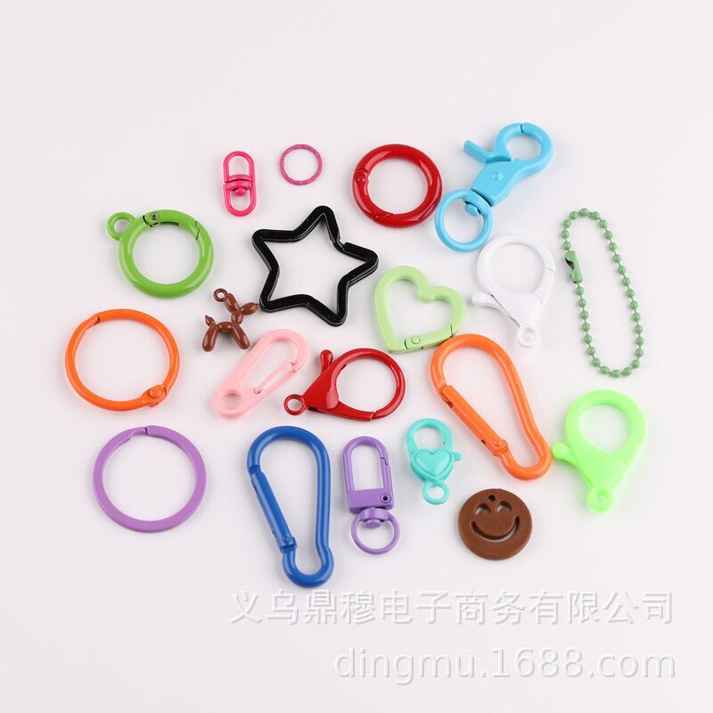 Color paint spring ring lobster clasp variety of key ring 8 buckle DIY handmade homemade doll key chain accessories