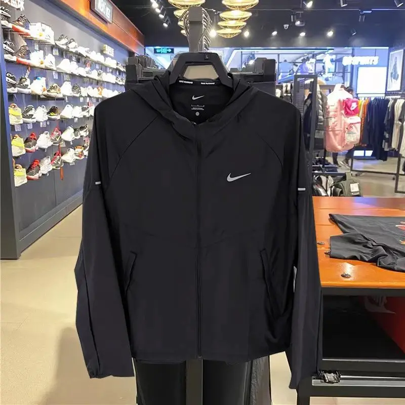 Ni*ke men's and women's running sports quick-drying windproof hooded woven jacket