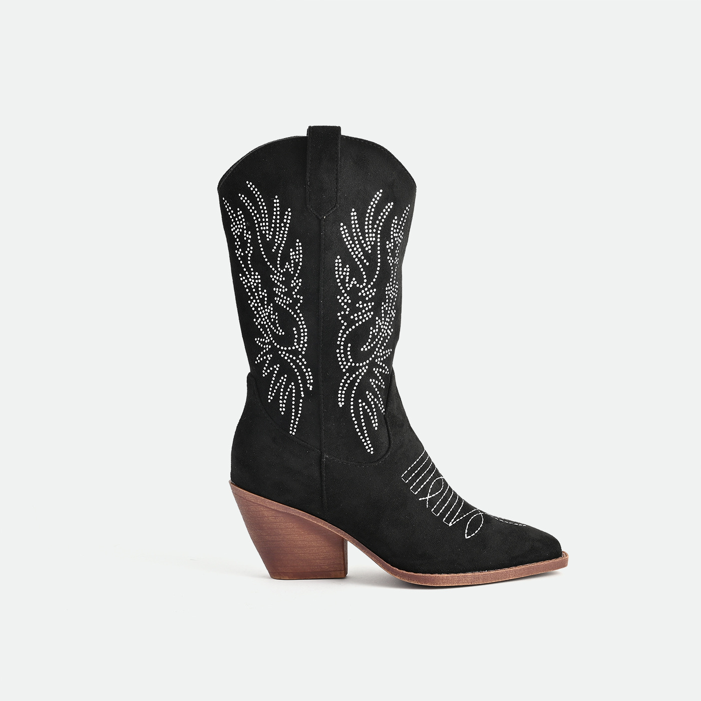 Customized European and American Western Cowboy Boots Women's Pointed Toe Thick Heel Boots High Rider Boots High Heels Knee Sleeve Slim Boots