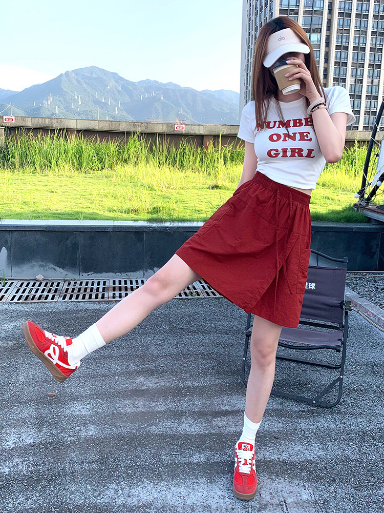 Shorts for Women 2026 Summer New Style Quick-Dry A-Line Skirt Shorts High-Waisted Slimming Workwear Half Skirt Pants