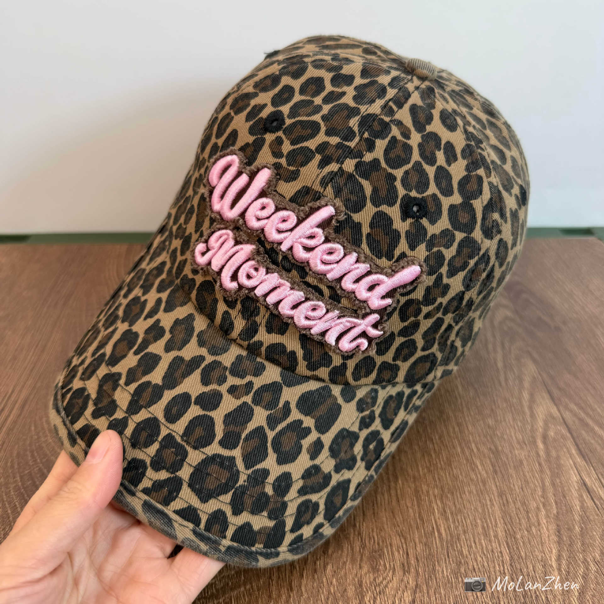 Weekend Moment Retro Leopard Print Pink Embroidered Baseball Cap Street Hip-Hop Fashionable Hot Girl Style Fisherman Hat