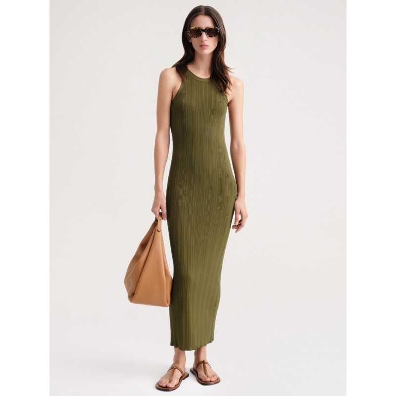 Longmei Ribbed Slim-Fit Knit Tank Dress 2026 Spring/Summer New Tot Style Simple Commuter Sleeveless Dress
