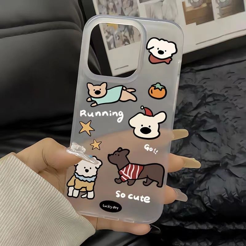 Red sweater puppy for apple 15/14/13promax phone case 12/11 creative xr/xsmax frosted