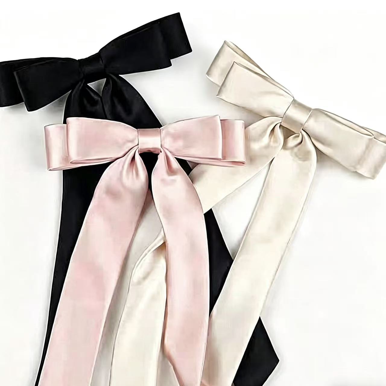 Jennie's Same Style Extra Long Bow Ribbon Hairpin Top Clip French Girl Hairpin Back of the Head Bow Headdress