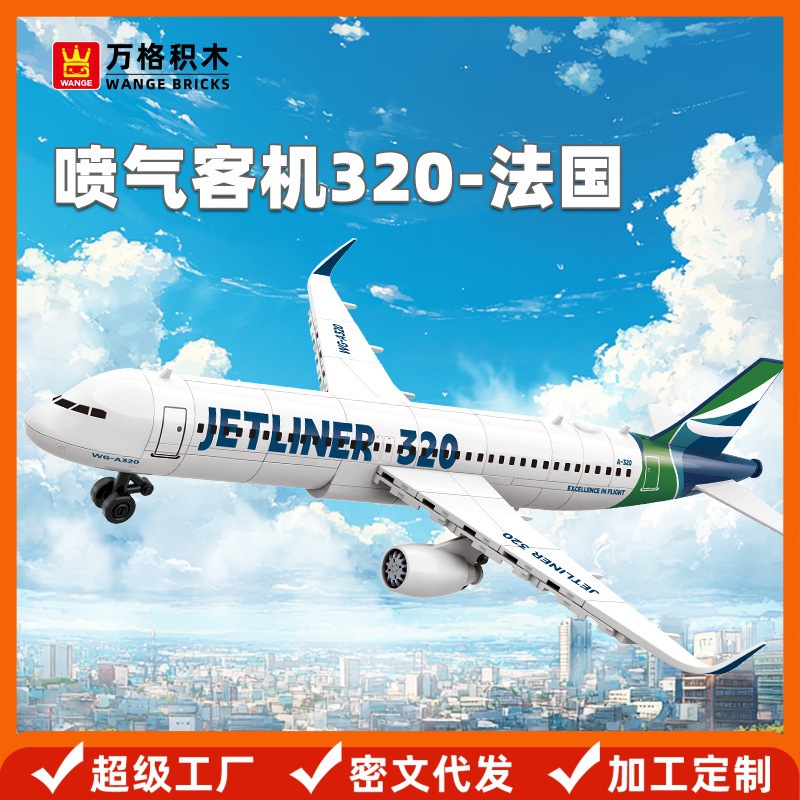 Vanger Small Particle Educational Toys Assembled Children 6-12 Years Old Chinese Building Blocks Jetliner 320-France
