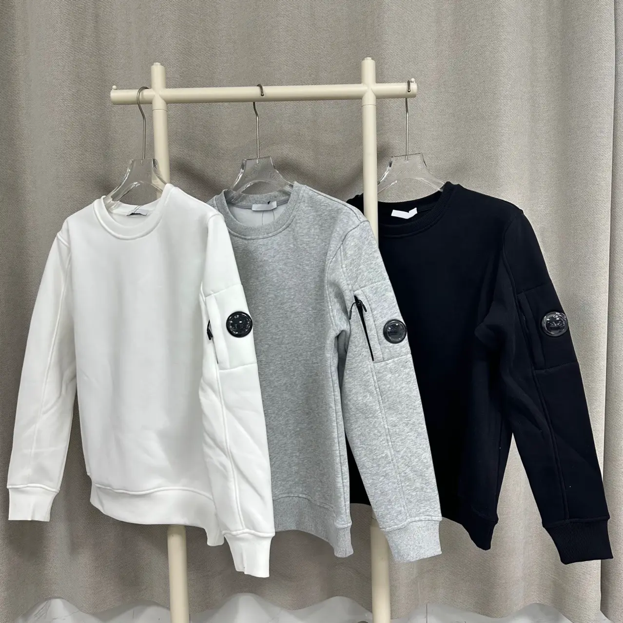 Cross-Border Export Trendy Brand Pure Color Men's and Women's Couple Cp Glasses Round Lens Pullover Casual Sweatshirt