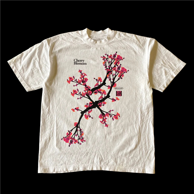 2024 Vintage Harajuku Classic Peach Blossom Print Casual Streetwear
