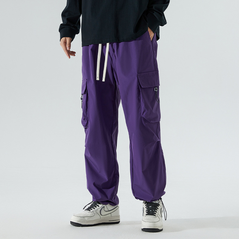 American-style functional parachute soldier overalls men's autumn fashion brand thin loose straight casual trousers customization