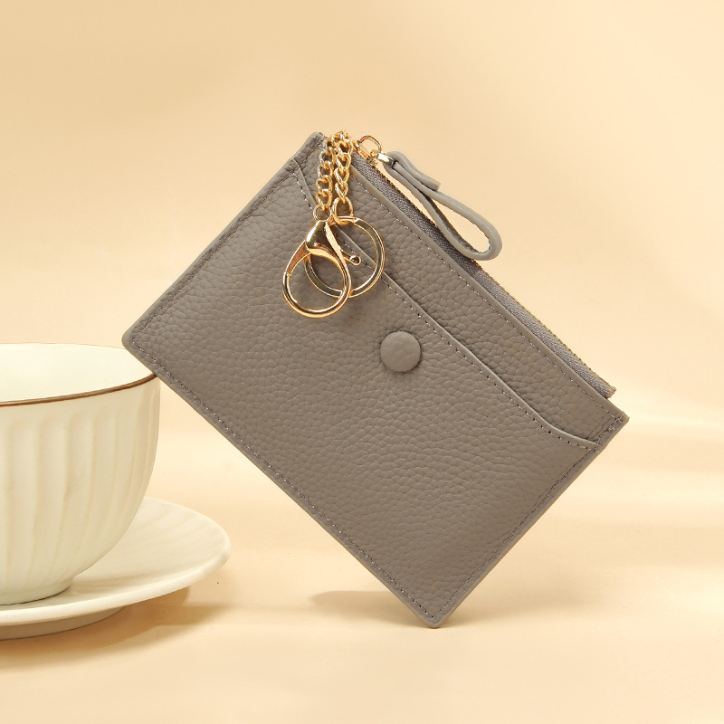 Japanese-style leather card holder large capacity card holder card holder lightweight new key ring buckle coin bag zipper small wallet