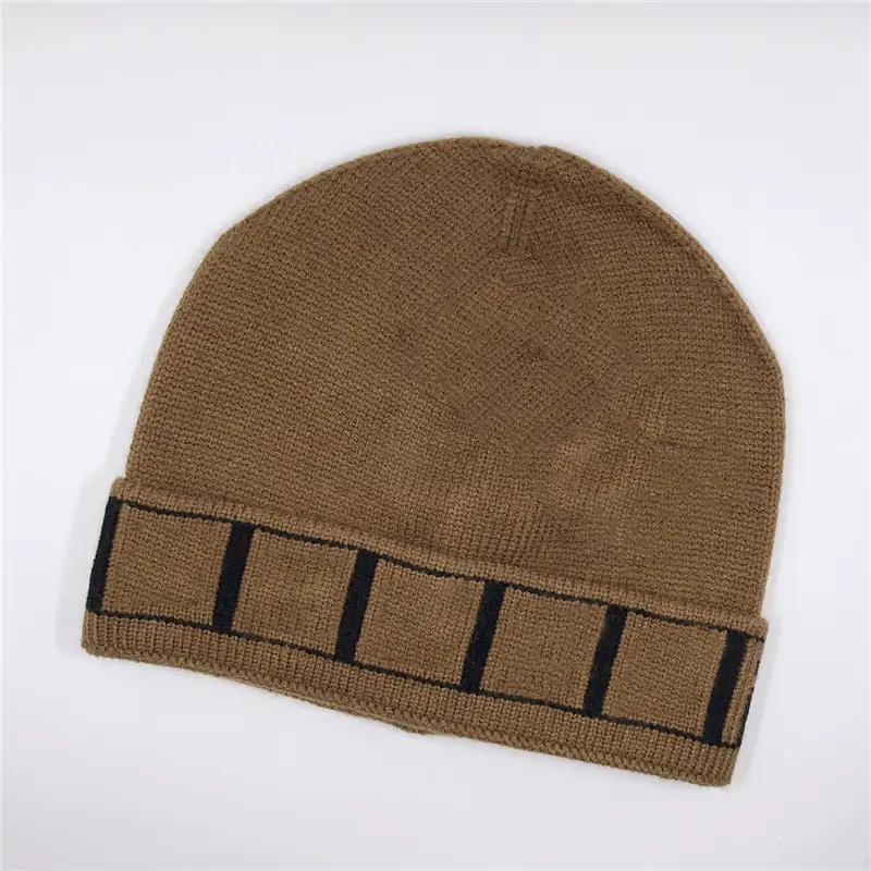 167 # Foreign Trade Knitted Hat High Quality Men's Jacquard Letter Versatile Curled Edge Knitted Hat Women's Warm Knitted Hat