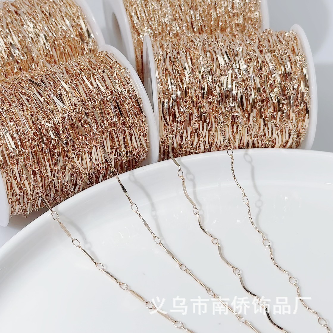 DIY Chain Batch Flower Stick Curved Stick Chain Connecting Stick Handmade Jewelry Pure Copper Color-Preserving Necklace Bracelet Tassel Loose Chain