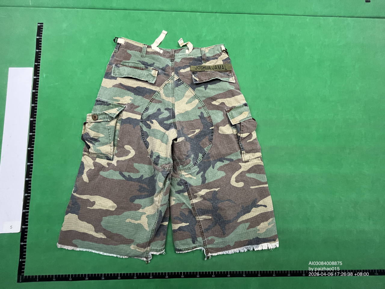 Joshua Jamal Camouflage Cropped Washed Vintage Work Pants Cargo Cortis Martin Anqian Same Style QC