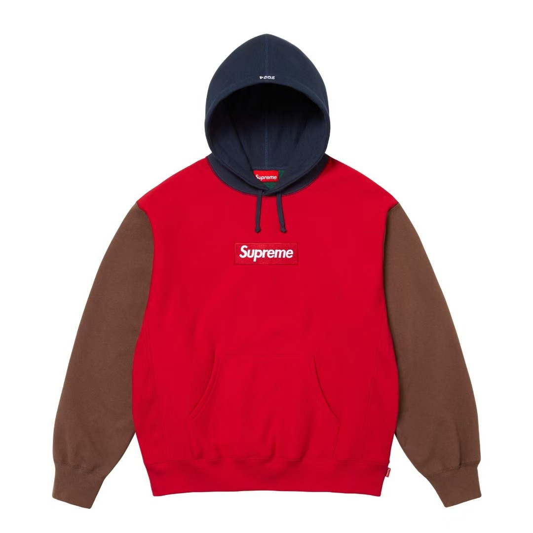 25Fw Top Version Supreme Embroidered Box Logo Hooded Sweatshirt Hooded Fleece-Lined Sweatshirt