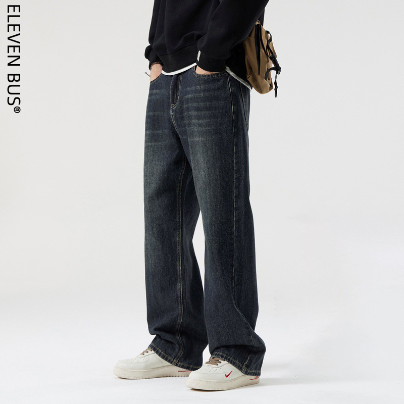 2026 New Style Men's Jeans High-Quality American High Street Retro Wide-Leg Pants Trendy Men's Denim Trousers
