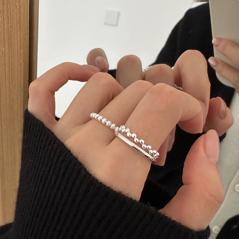 S925 Sterling Silver Plain Ring Women's Stacked Wear Combination Simple Personality Compact Mini Thin Open Ring New Product