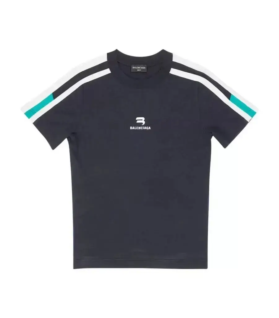 22AW slim short sleeve T-shirt with striped logo