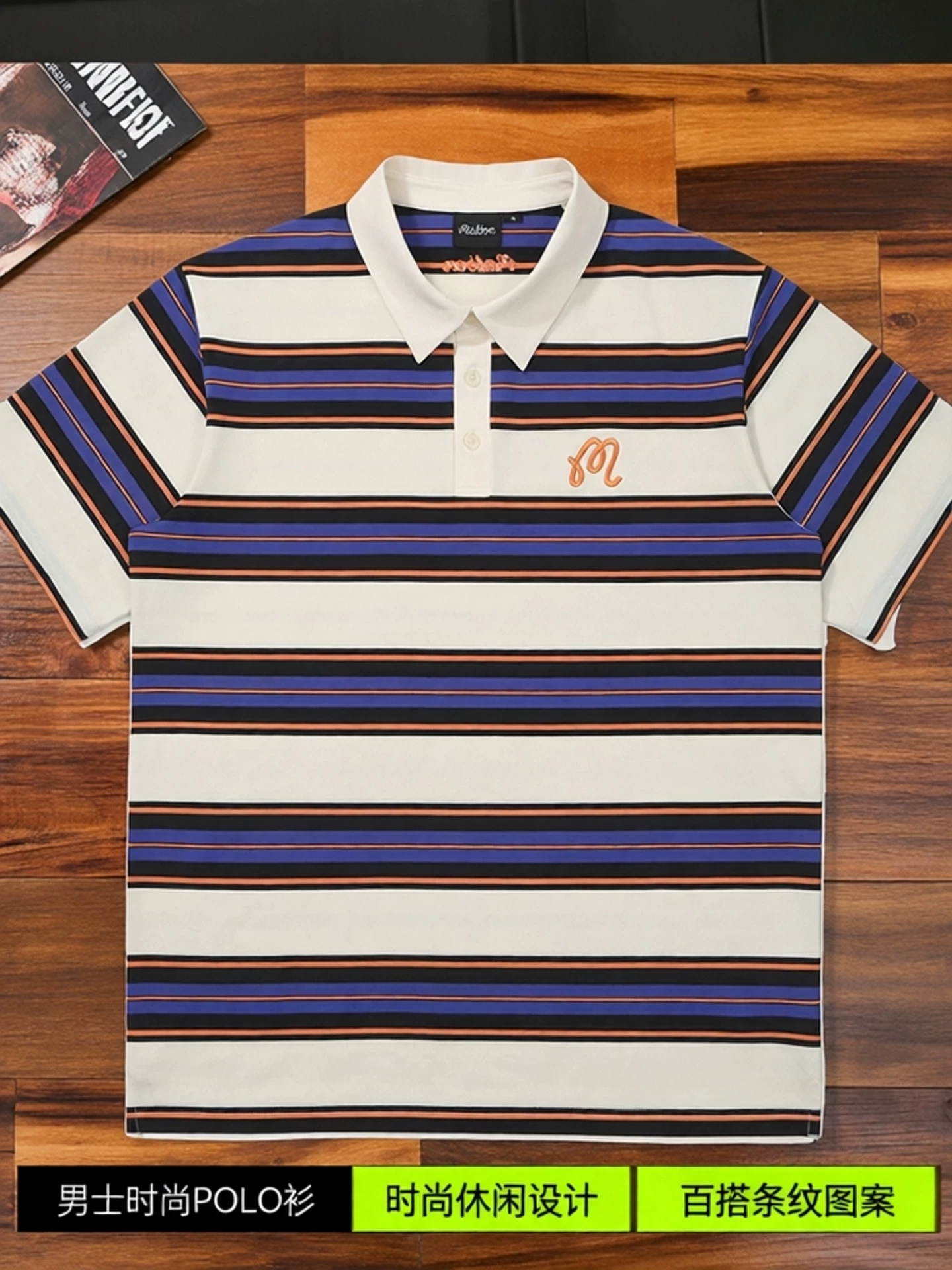 Korean Golf Clothing Men's 25 New Style Fashionable Versatile Sports Casual Striped Short-Sleeved T-Shirt Polo Shirt Foto QC de TAOBAO na Qualit.ly