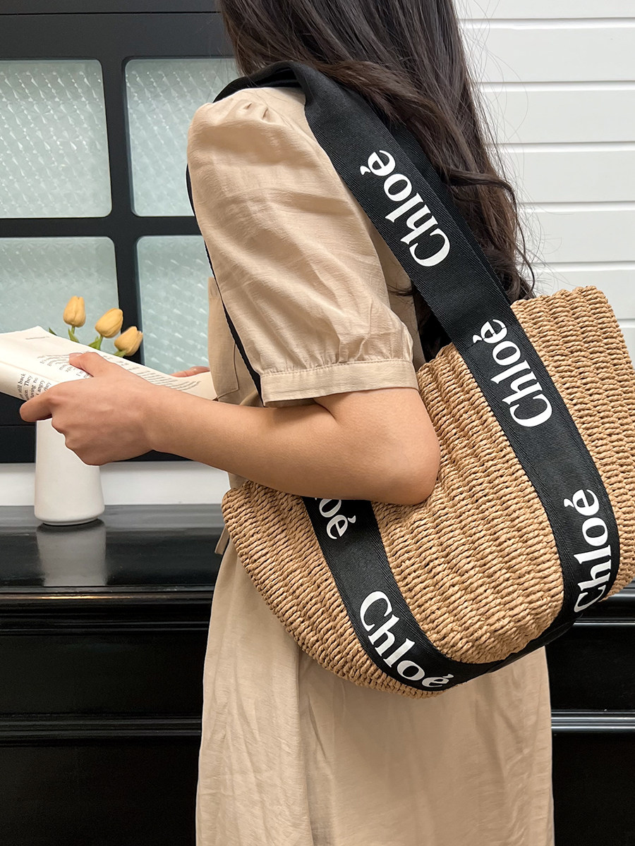 Vacation-Style Letter Webbing Straw Tote Bag for Women, Large-Capacity Woven Bag, Versatile, Trendy, Lightweight for Girls Fotografie QC de pe TAOBAO pe Qualit.ly