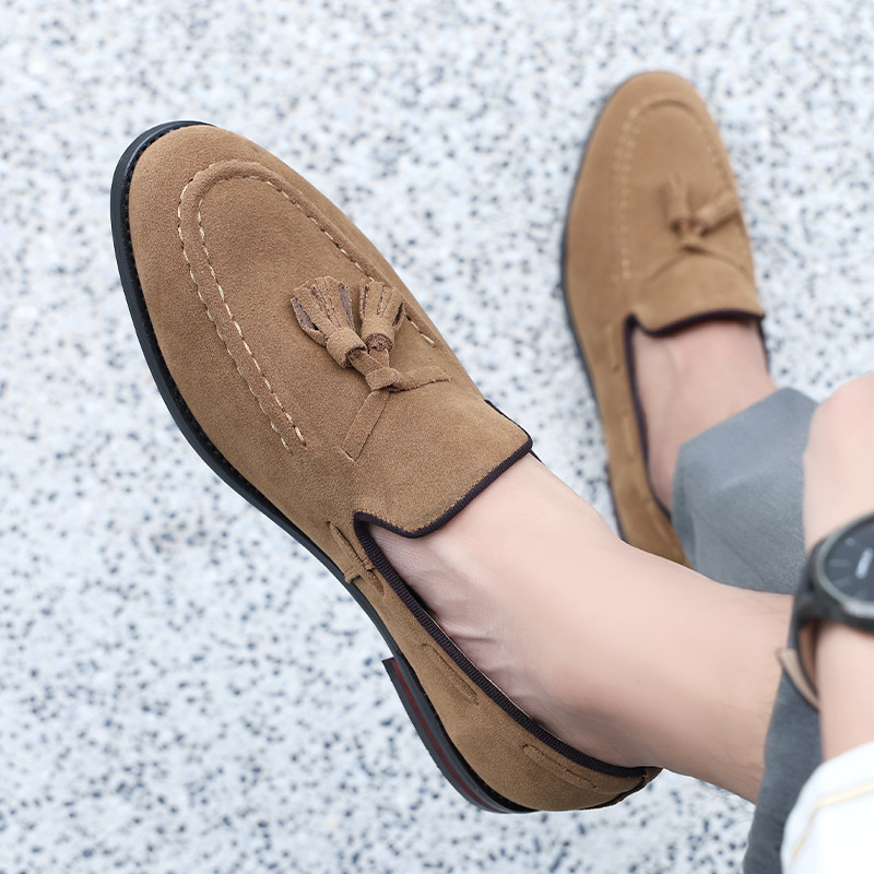 703-2 Loafers Men's Lazy Slip-On Beanie Shoes Men's 48 Large Size Tassel Loafers Foreign Trade