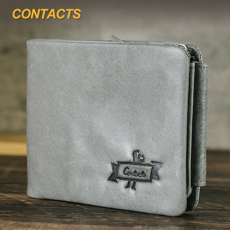 Black Angel Top Layer Cowhide Tri-Fold Multi-Functional Men's Wallet Horizontal Men's Wallet Leather Wallet Cross-Border Hair