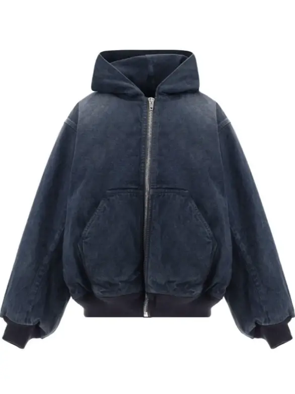 High version Paris B 2025 new Denim hooded cotton-padded jacket loose version fashion Joker men's and women's