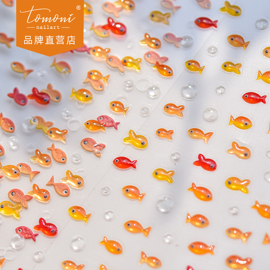 Tomoni Jelly Manicure Stickers Small Nose Simple Style Nail Stickers Water Drop Streamer Small Fish Sticker Material