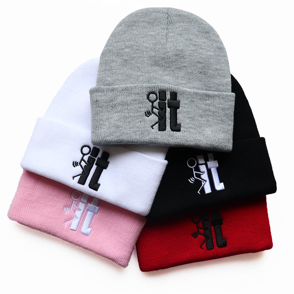 Europe and the United States popular new IT embroidery knitted hat pullover warm cold cap men's and women's autumn and winter wool hat student tide