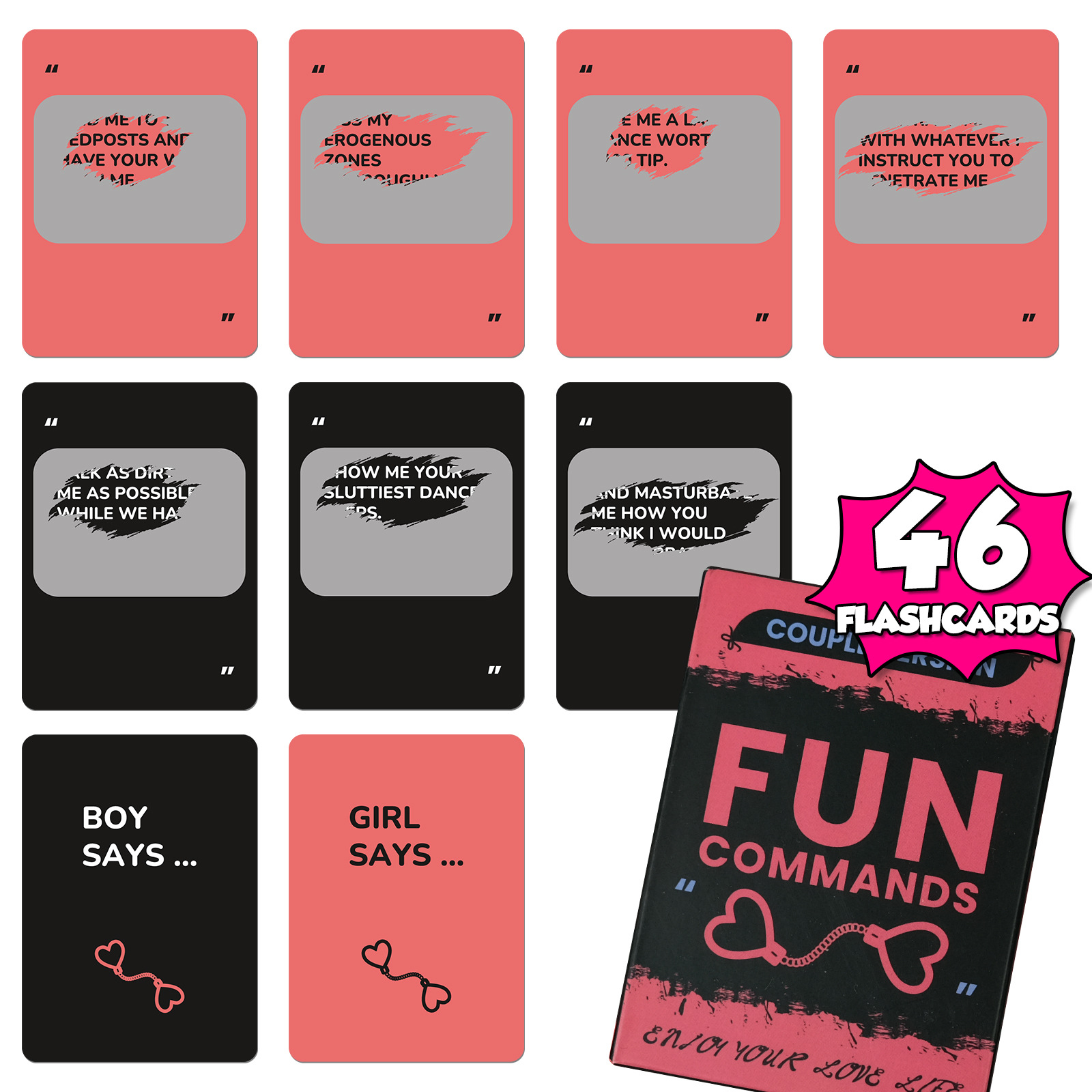 Cross-Border New 46-Piece Black and Pink Boys and Girls Question and Answer Scratch-Off Cards, Couple Interactive Laminated Game Cards