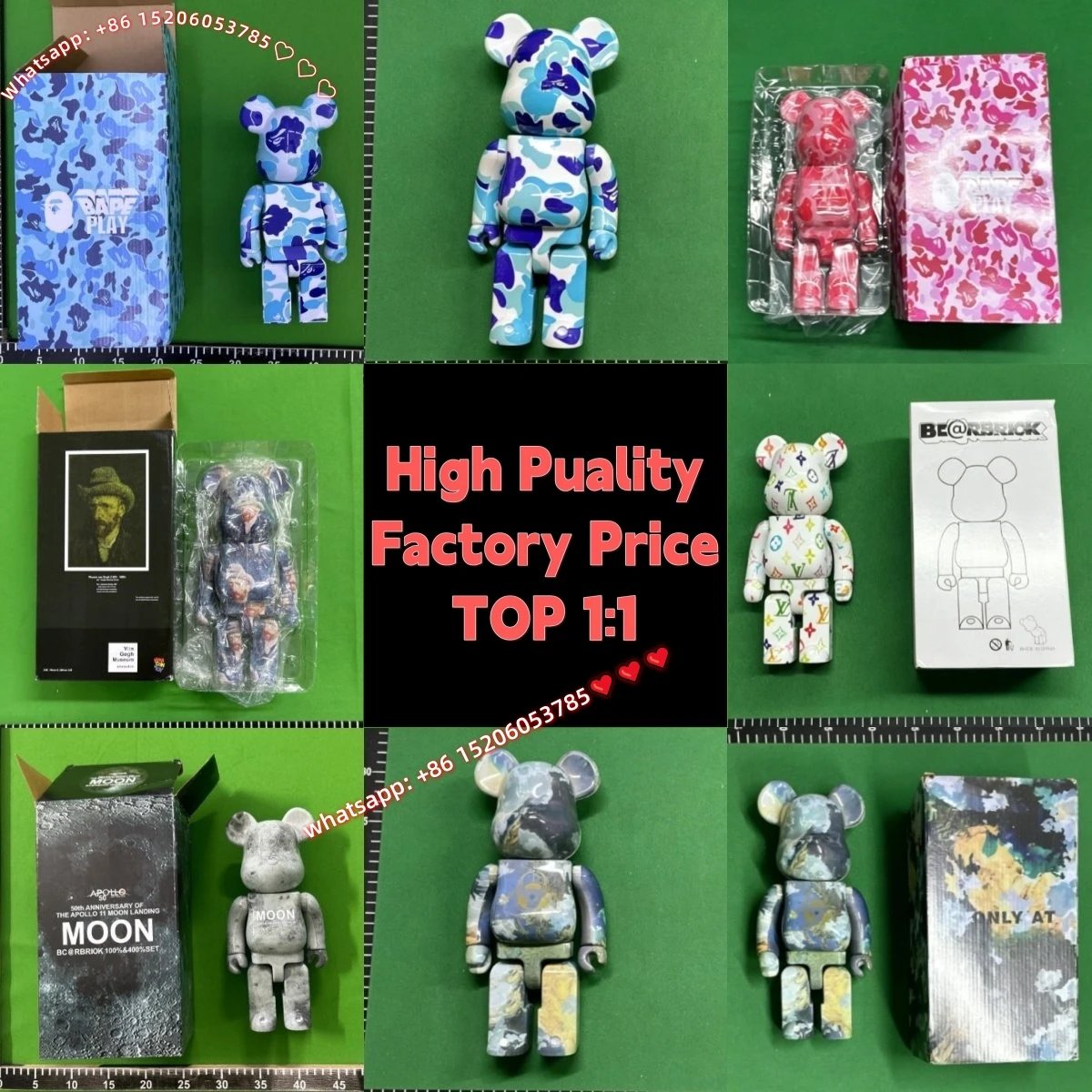 积木熊摆件客厅摆件熊公仔手办WhatsApp+86 15206053785