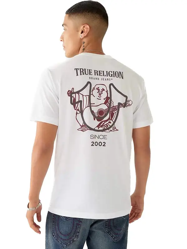 Religious T-Shirt for Men, Trendy Brand with Large Buddha Print, Loose Fit, Pure Cotton, Maitreya Buddha, Spring and Summer, Sports Casual Short Sleeve, Large Size