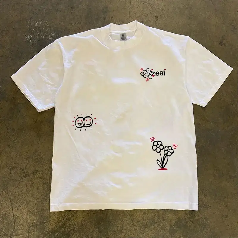 Overseas Orders Tail Goods ~ Cut Label Withdraws Export Trendy Heavyweight Pure Cotton Short-Sleeved T-Shirts for Men and Women Loose Tops ins