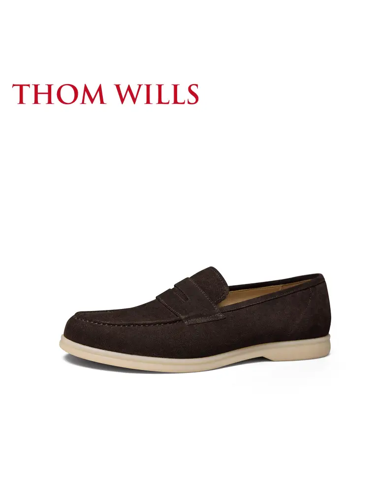 Thomwills New Arrival Penny Loafers Slip-on Suede Leather Casual Leather Shoes British Business Men's Shoes Summer