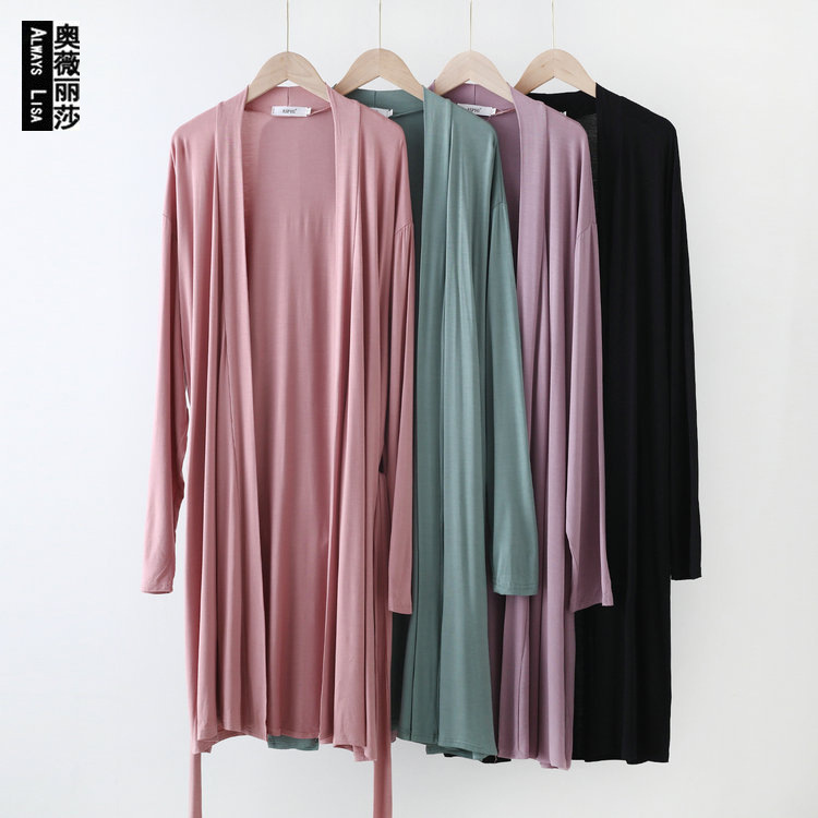 Outer Wearing Modal Cotton Cardigan Women's Long Sleeve Air Conditioning Outer Wearing Summer New Korean Style Household Clothes Nightgown Coat