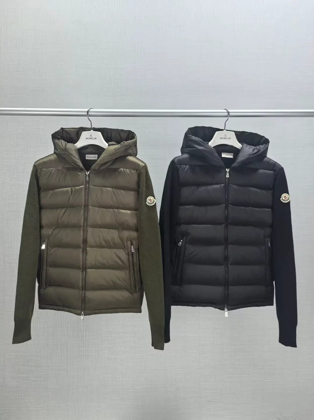High Version Mengjia New Hooded Stand Collar Spliced ​​Wool Duck down Versatile Knitted down Jacket for Men and Women