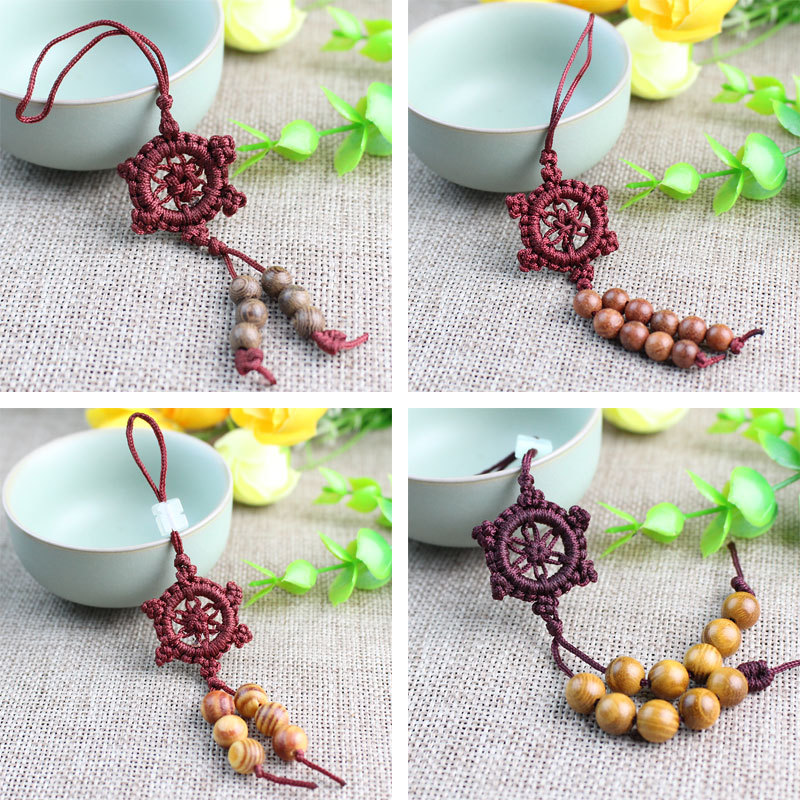 Falun Knot Pendant Wooden Small Pendant Buddha Bead Handstring Necklace DIY Accessories Material Tassel Yu Pei Lanyard Wholesale