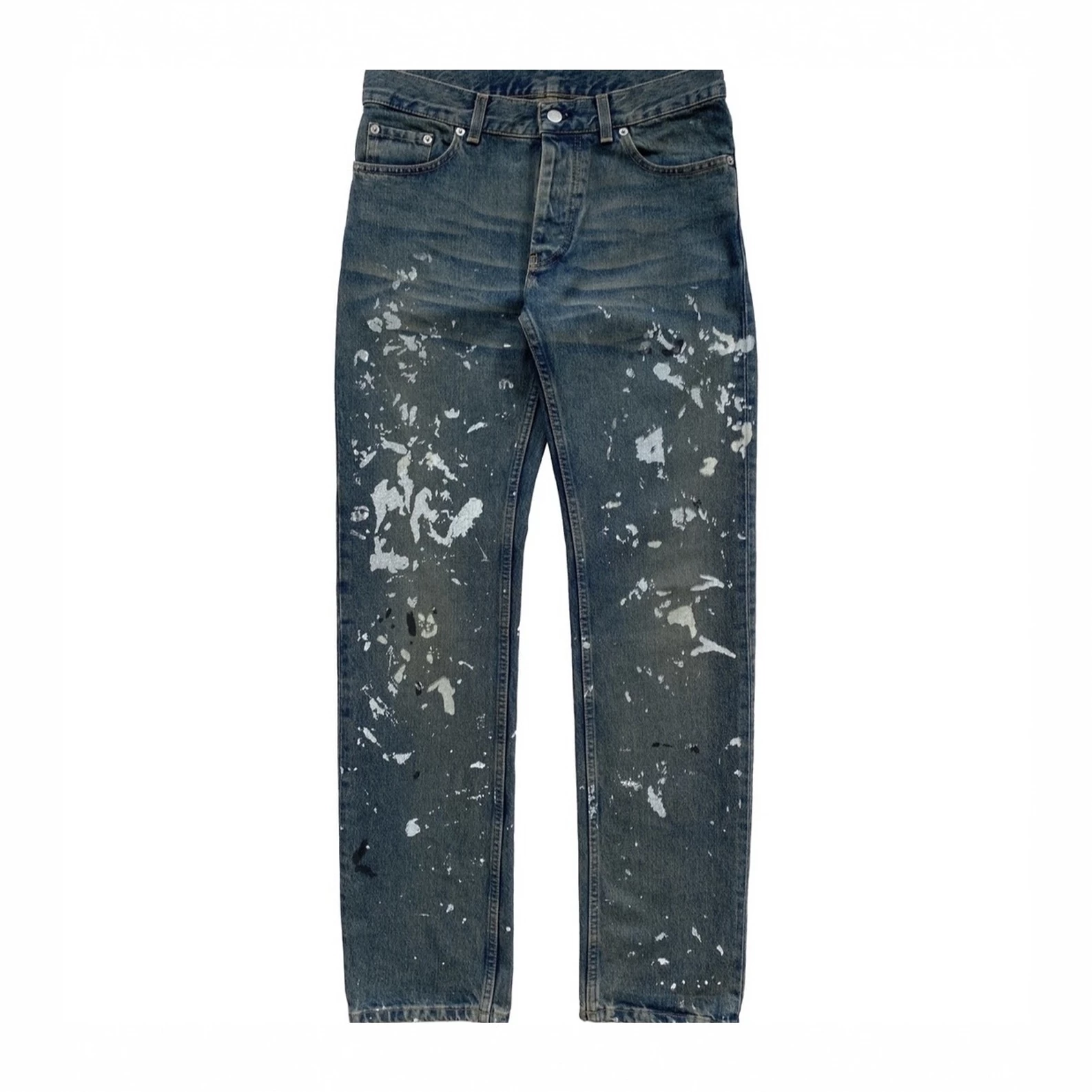 DEEDS HL Blue Splash Ink Jeans Helmut My Issue 98 Washed Pants Archive Retro Men and Women