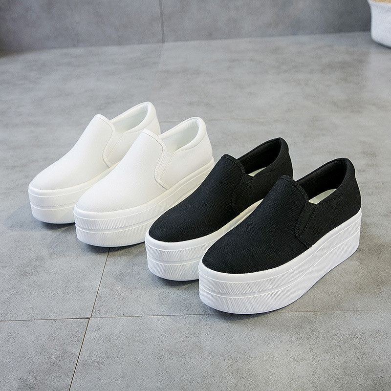 Wenzhou a generation of hair thick bottom 6cm women's shoes canvas breathable round head casual shoes Four Seasons flat heel platform shoes women