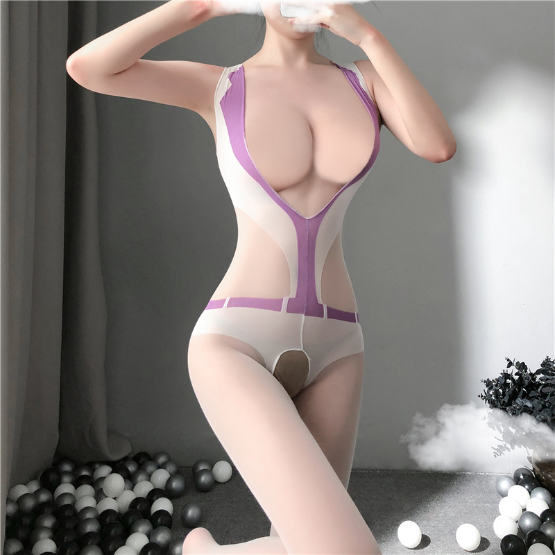 Explosive sexy underwear leopard print mesh uniform temptation hollow sexy open file one-piece pajamas stockings net stockings