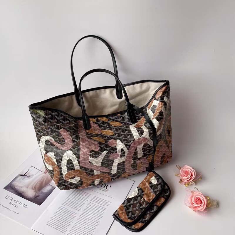 Spring and Summer New Large-Capacity Graffiti Tote Bag for Women 2024 Versatile Dog Tooth Commuter Shopping Bag Letter Shoulder Bag