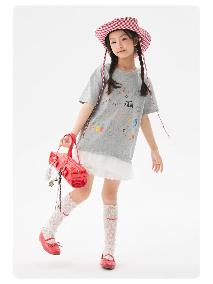 [Kekka Harajuku] High-End Internet Celebrity Street-Style Family Summer Clothes for Middle-Aged and Older Girls, Short Skirts for Age-Reducing Layered White Skirts