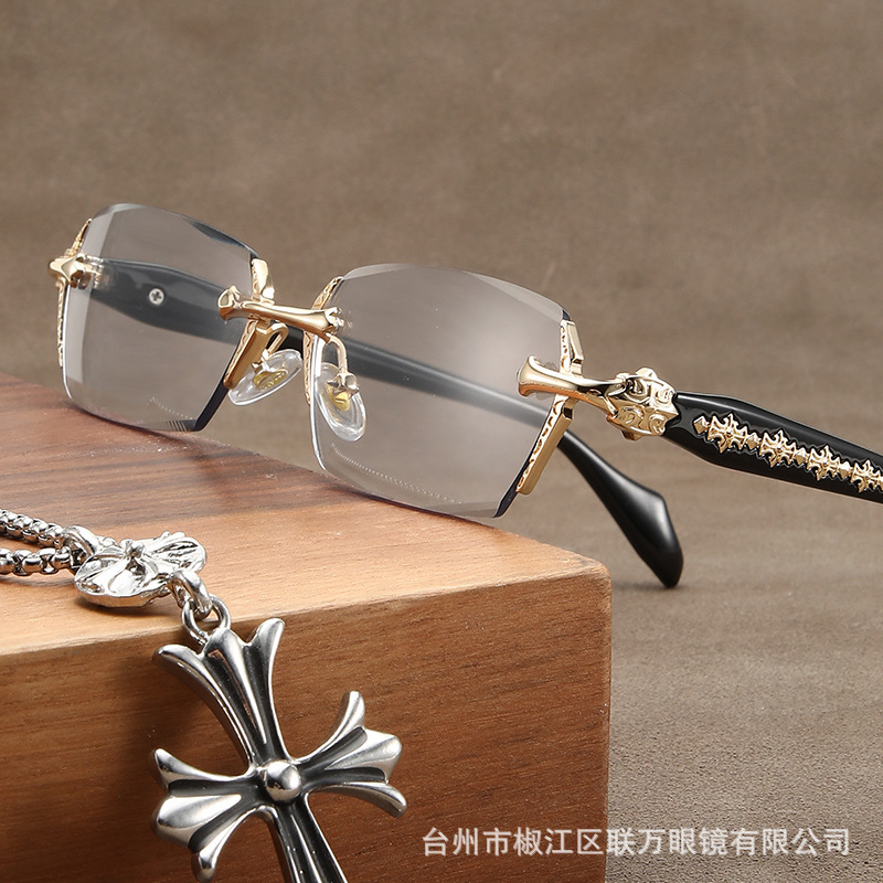 New anti-blue light reading glasses HD frameless glasses trimming unisex hypervision ultra-light portable fashion wholesale