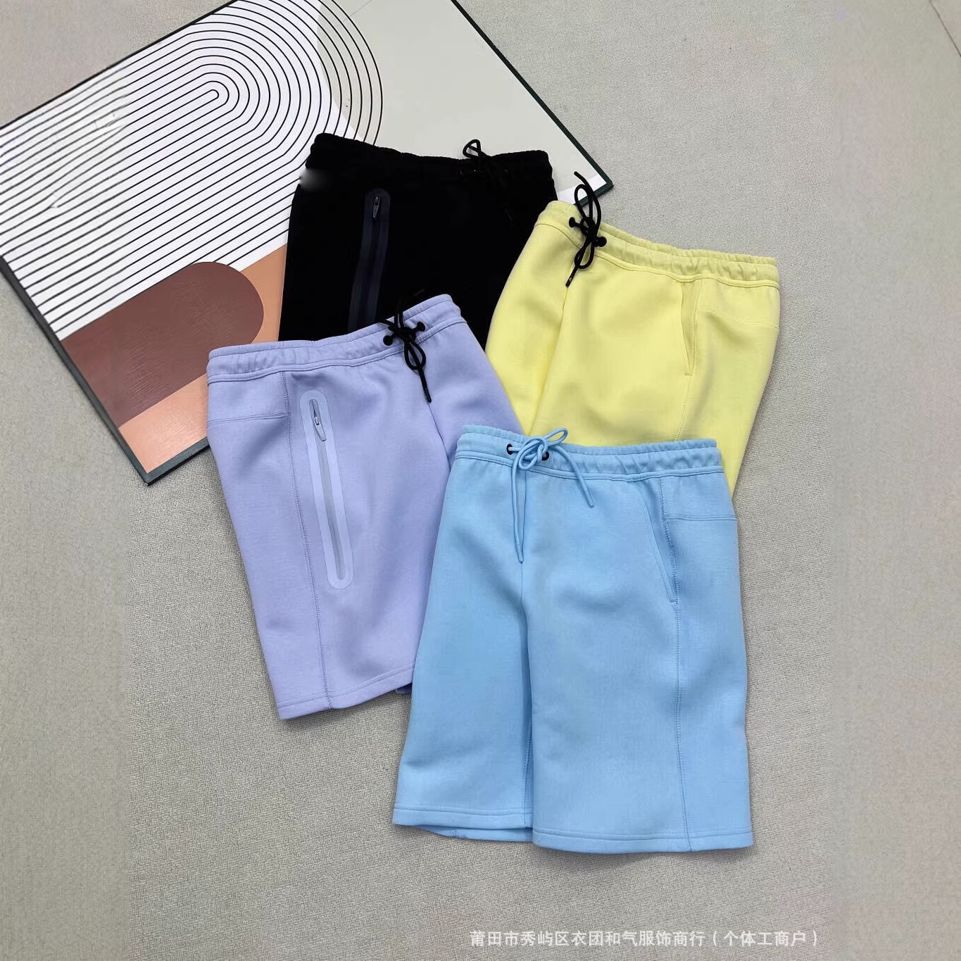 2025 New Summer Style Men's Knitted Multi-Color Front Side Rubber Zipper Men's Sports Shorts Five-Quarter Pants 460