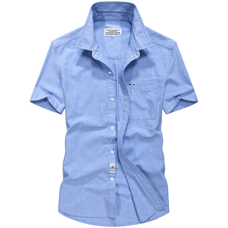 Young men's fashion new Oxford short sleeve shirt men's factory direct cotton fashion casual shirt 8699