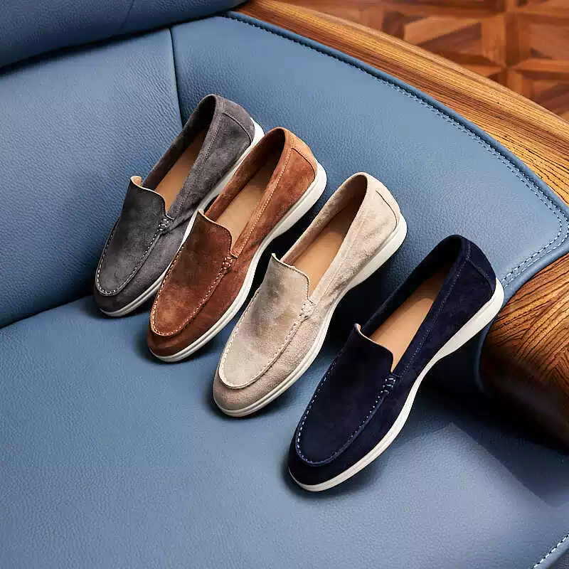 Pure Italian Suede Slip-On Lp Loafers Casual Leather Shoes Men's Genuine Leather Old Money Style Moccasins Soft Sole QC-Foto von TAOBAO auf Qualit.ly