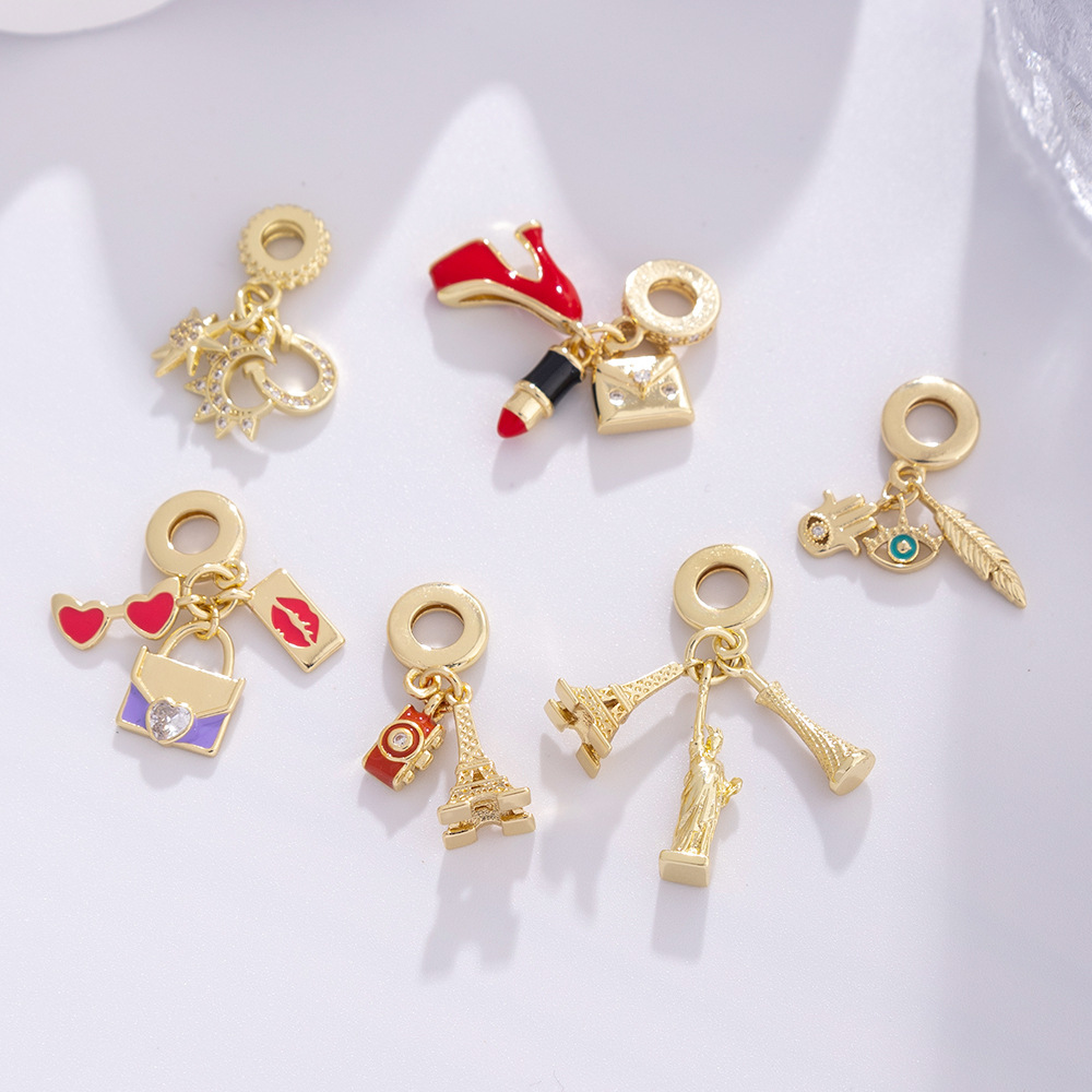 DIY Accessories Internet Celebrity Fashion High-End Copper Necklace Women's Zircon Full Diamond Niche Design Pendant Elegant Accessible Luxury Jewelry